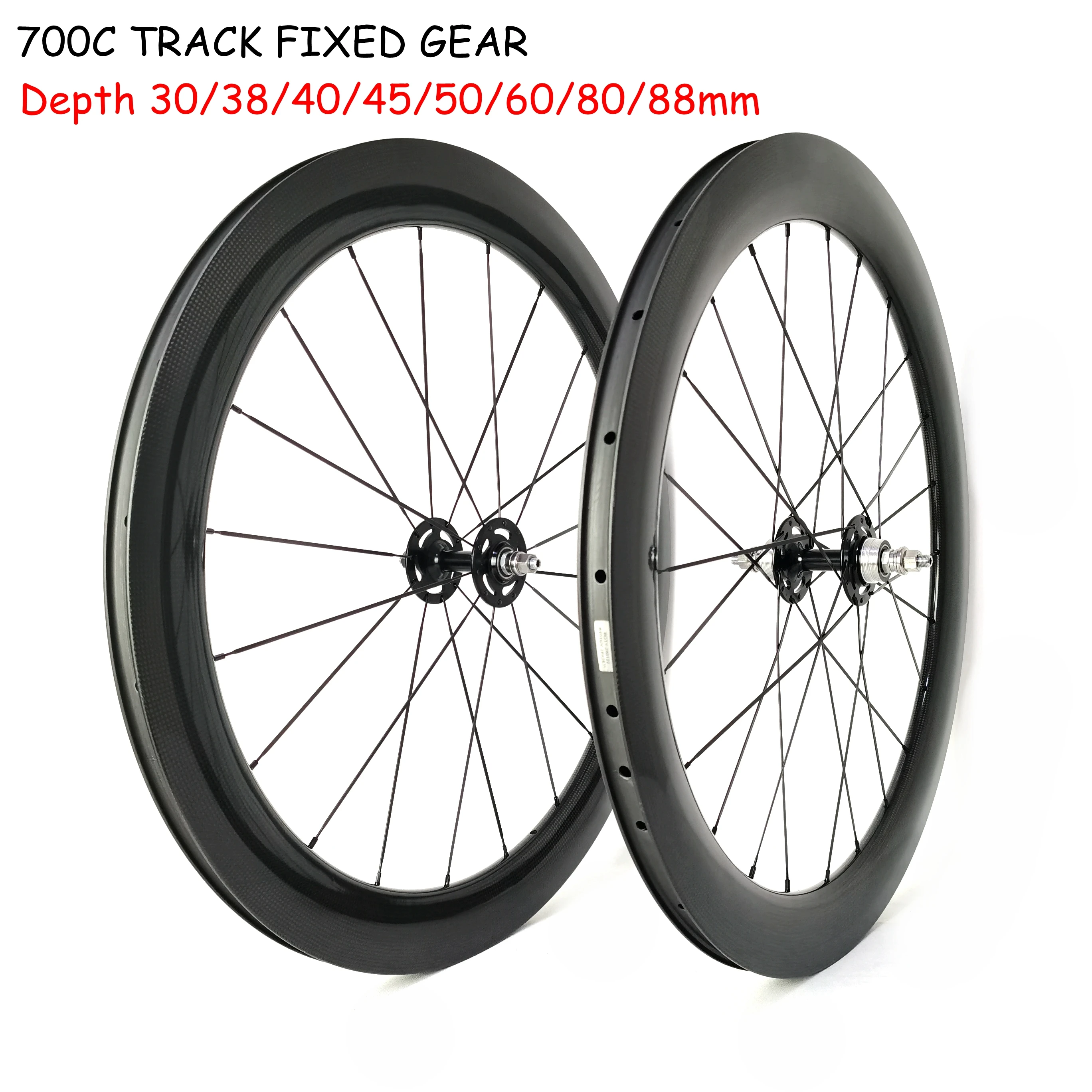 Ensemble de roues de vélo de route à pignon fixe 700C en fibre de carbone, profondeur 50/60/88 mm, largeur 23/25 mm, clincher/tubeless/tubulaire