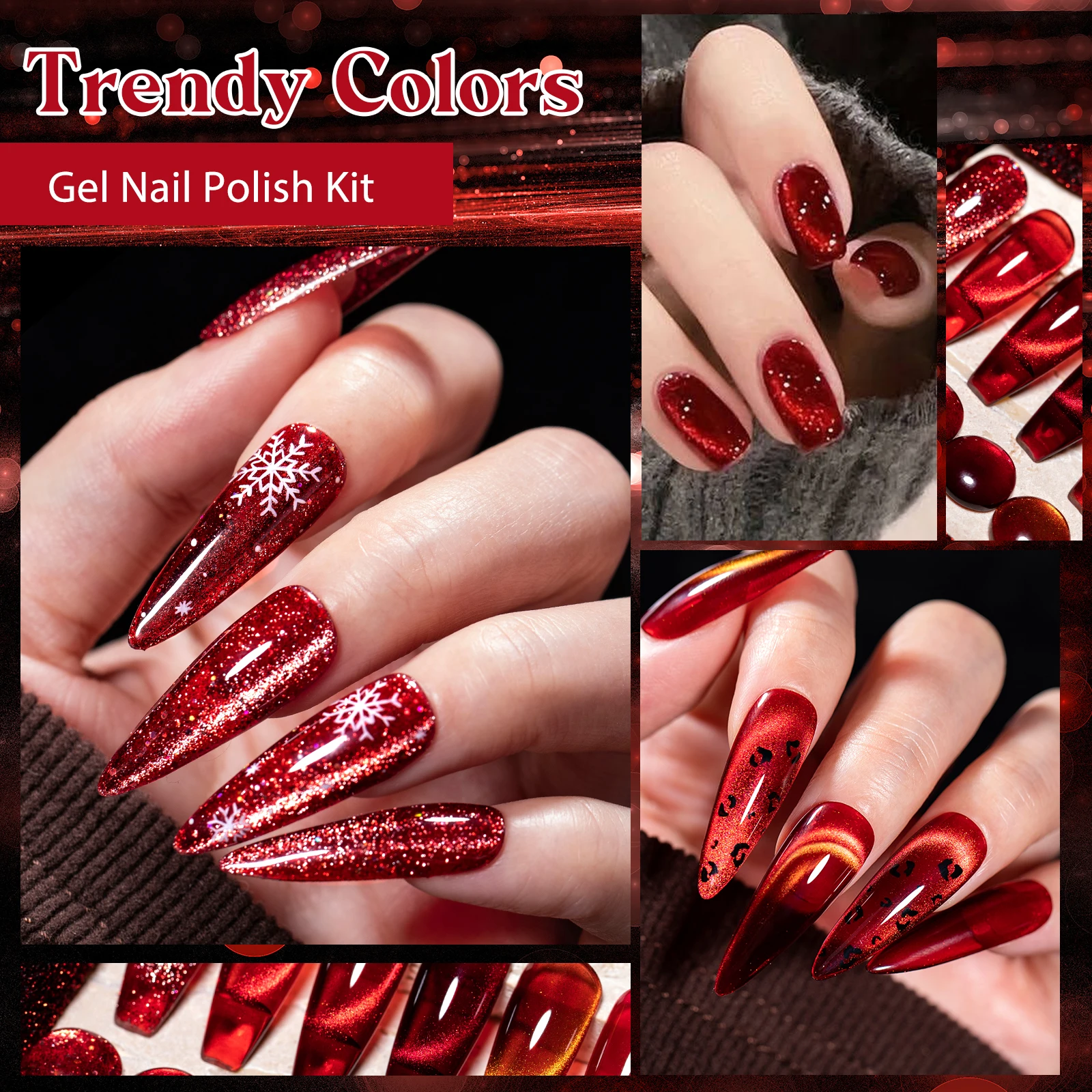 MEET ACROSS 8 stks/set nagelgellak, verschillende soorten nail art vernis, semi-permanente uv/led manicure kit voor nagels doe-het-zelf ontwerp