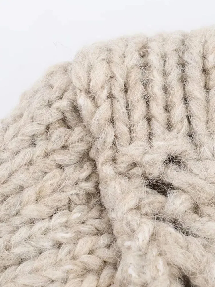 سترة نسائية لخريف 2025 مفرغة بإبرة خشنة سترة نسائية عصرية بأكمام طويلة وياقة مقلوبة سترة محبوكة مقصوصة #3