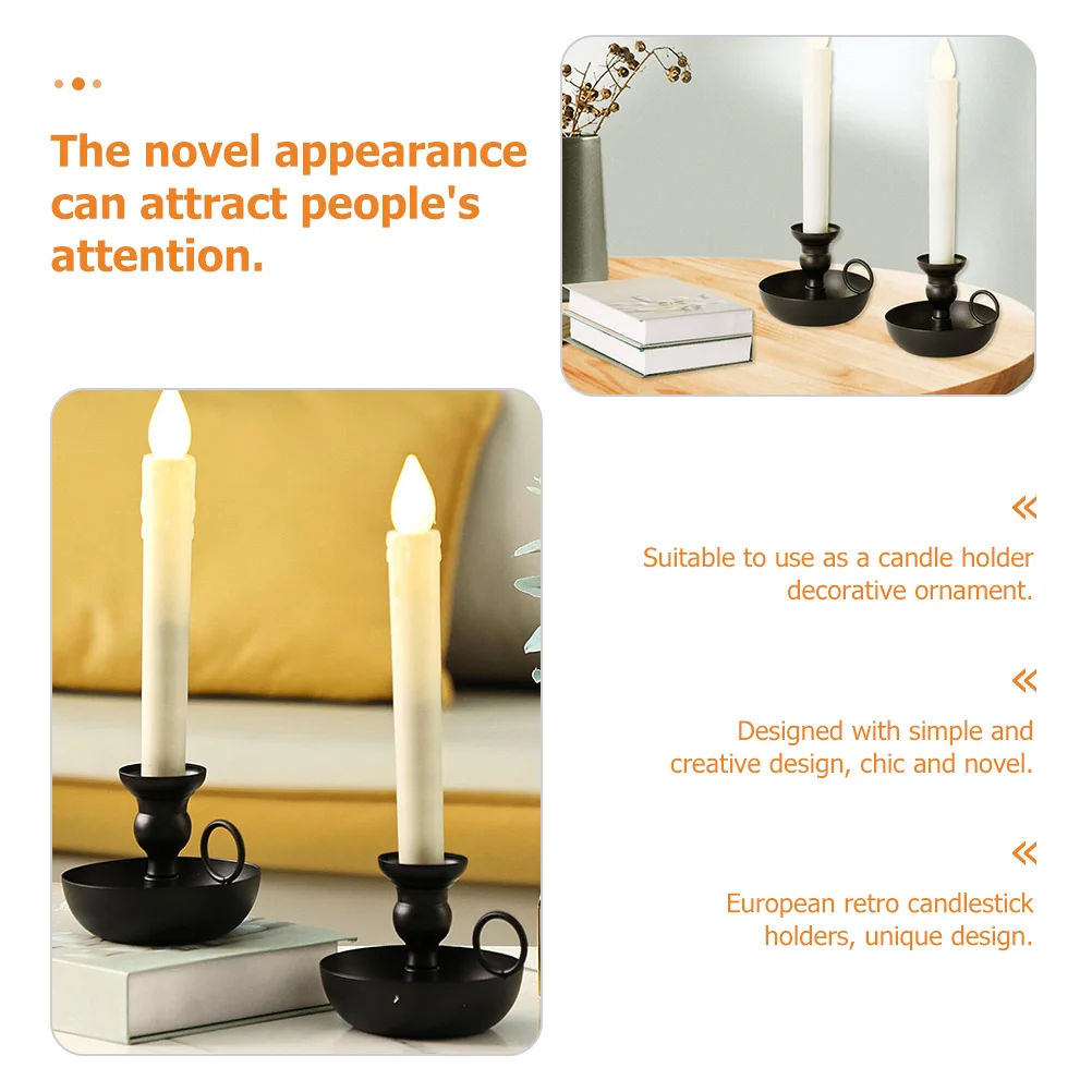 

2Pcs Desktop Iron Candlesticks Chic Holder Ornaments for Bedroom Living Room Wedding Party Atmosphere Decor