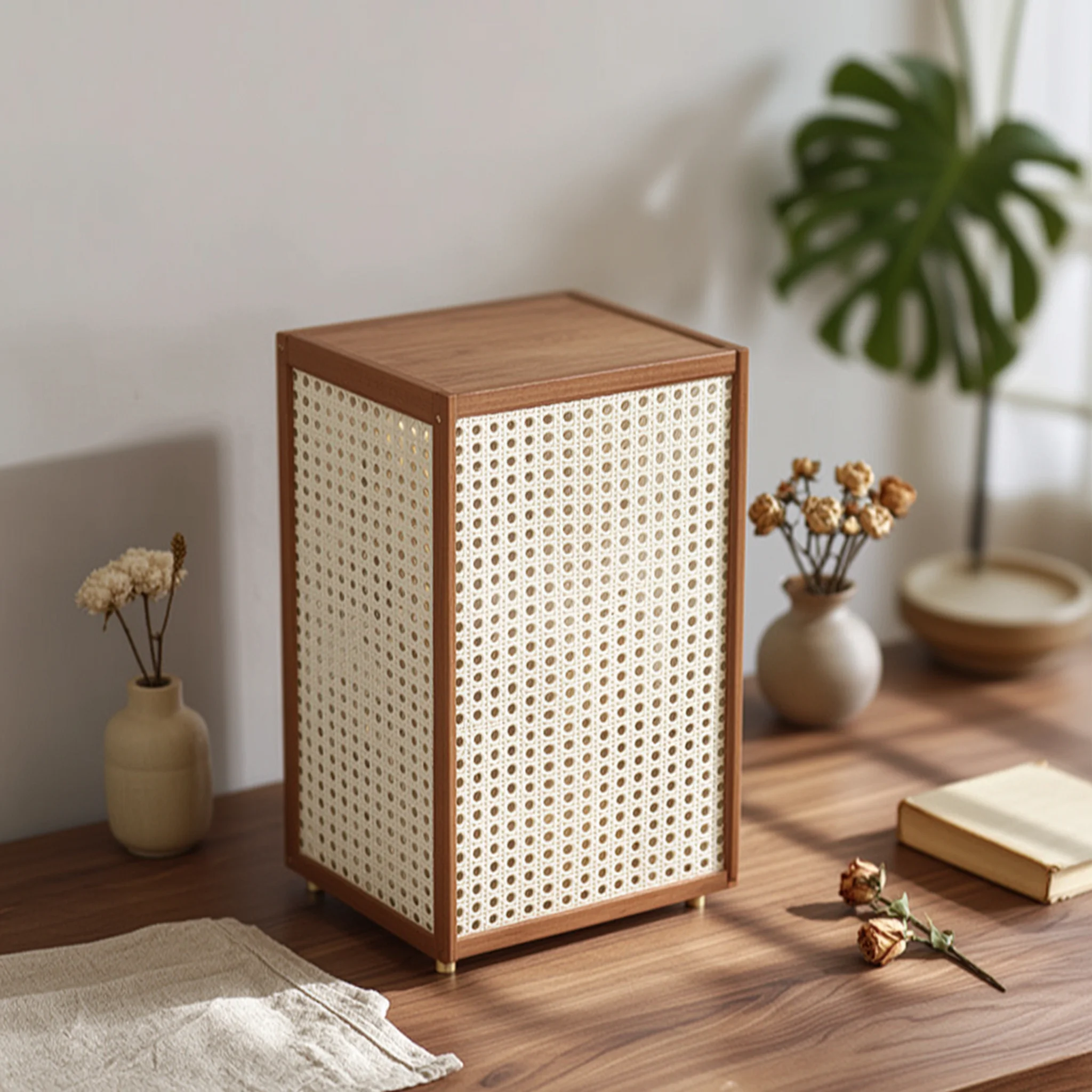 

Rattan Umbrella Stand Woven Wooden Umbrella Stand Home Storage Four Feet Space Saving