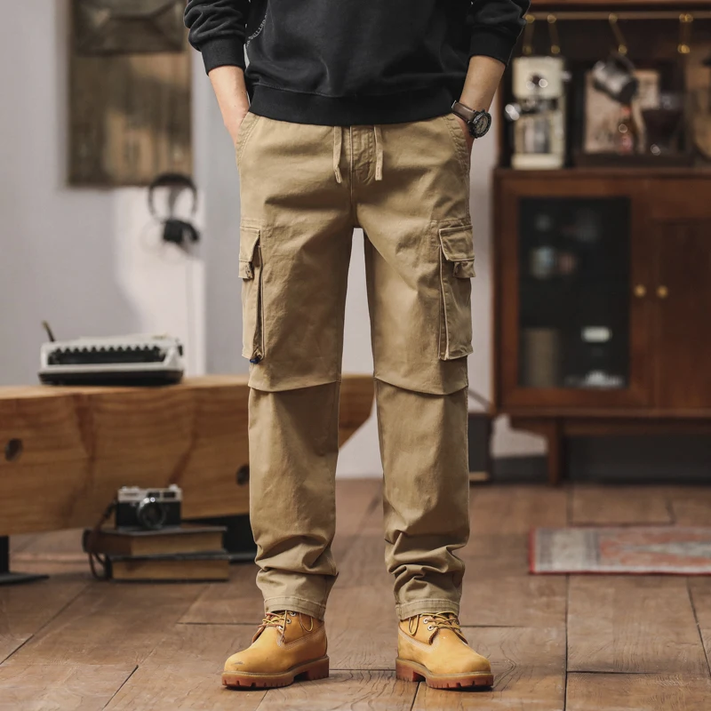 

Plus Size Mens Cargo Pants America Europe Style Fashion Long Length Trousers Gray Khaki Casual Basic Pants Male Tracksuits New