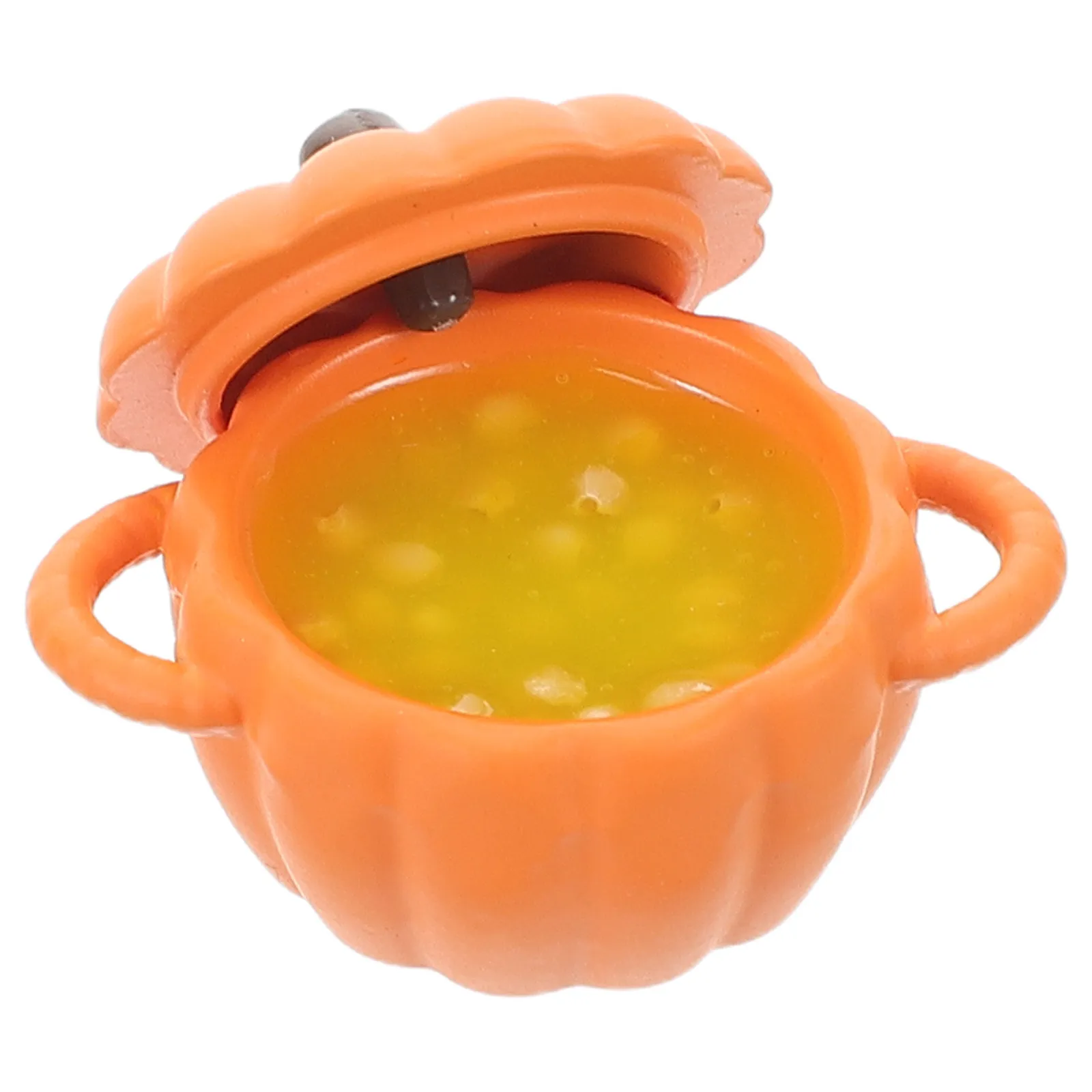 

Pumpkin Porridge Pot Miniature Resin Realistic Simulation Autumn Kitchen Decoration Dollhouse Accessory Fake Food Mini Scene