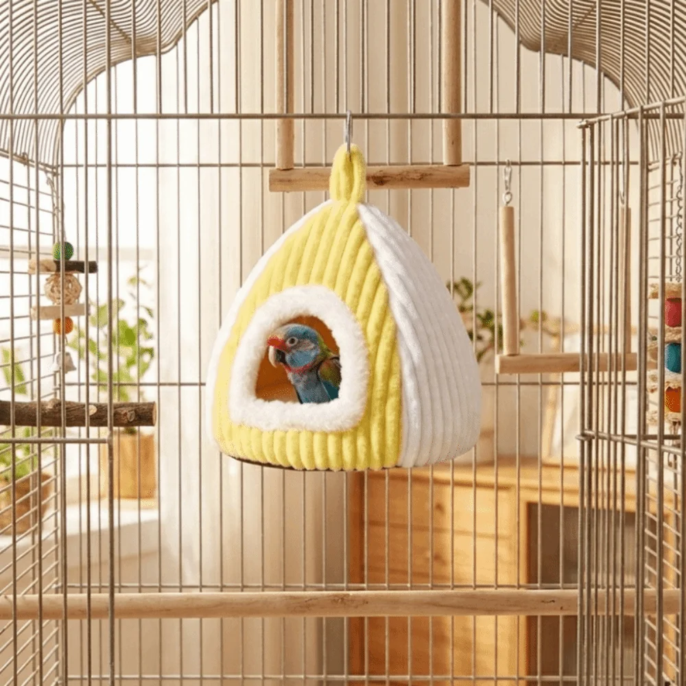 Windproof Warm Hanging Parrot House Bite Resistant Thickened Bird Hanging Hammock Comfortable Soft Winter Bird House Pet Habitat