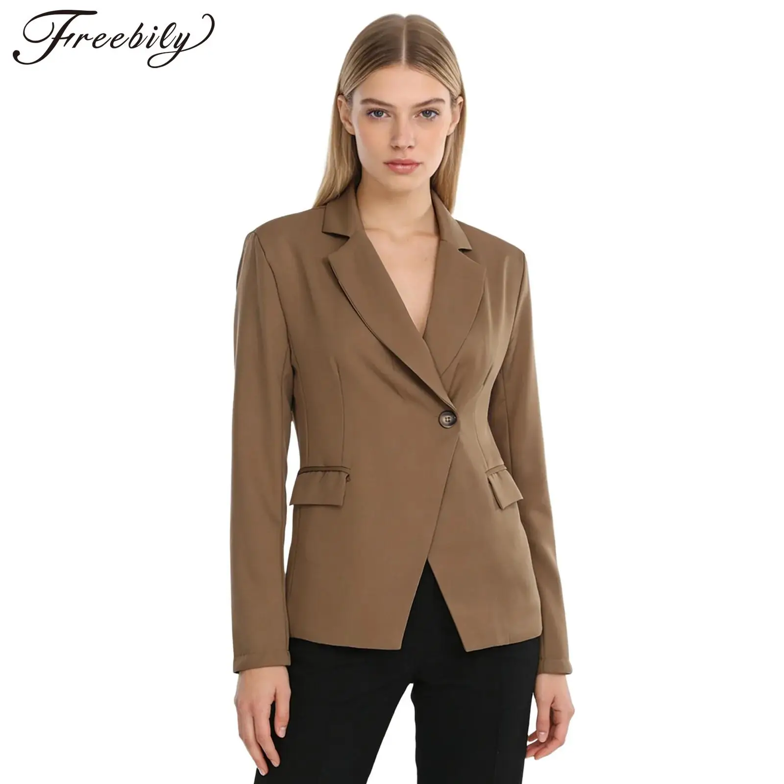 

Woman One-button Suit Coat Office Work Blazer Commuting Wear Formal Dress Suits Jacket Notch Lapel Blazers For Womens Outerwear