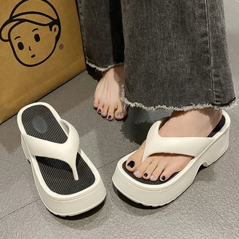 2024 Fashion Women Flip Flops Summer Beach Platform Slippers Girl EVA Indoor Casual Sandals Couples Thick Sole Non-slip Slides image 2