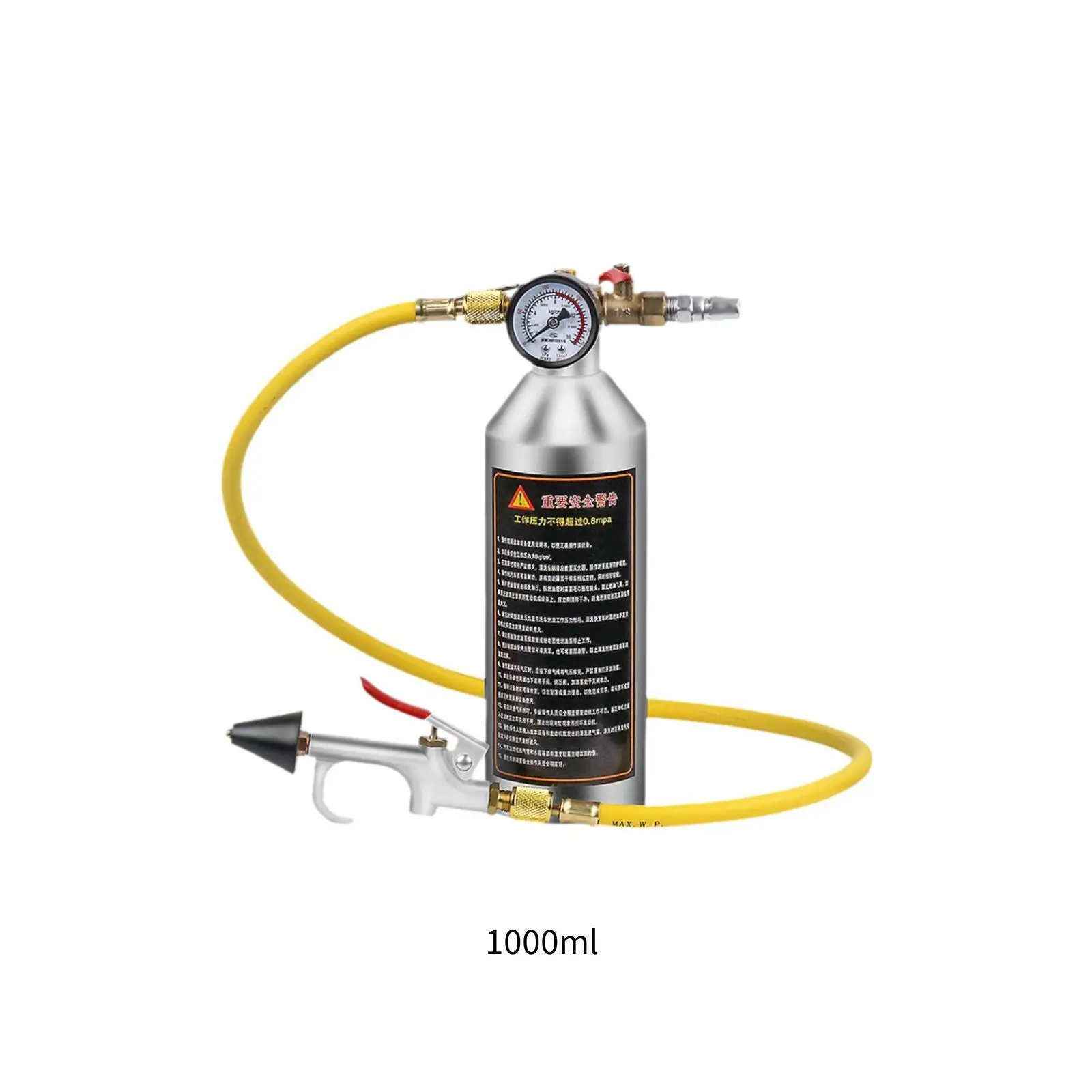 A/C System Flush Set 1000ml Empty Canister Prolongs A/C Life Powerful Cleaning Automotive Air Conditioning Cleaning Canister