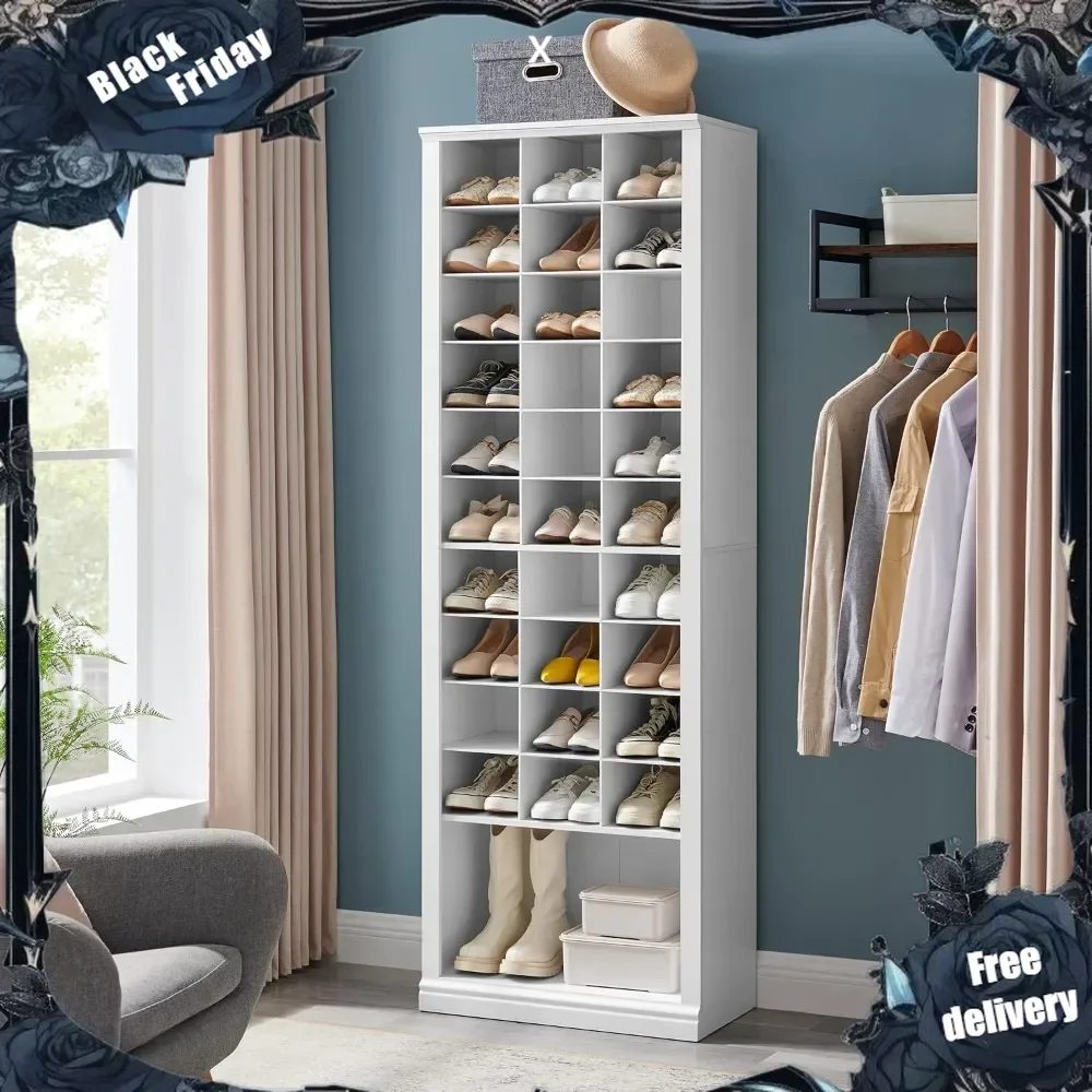 

11-Tier Shoe Storage Cabinet,Free Standing Closet Organizers and Storage with 31 Open Cubbie,Space Saving Shoe Rack for Entryway