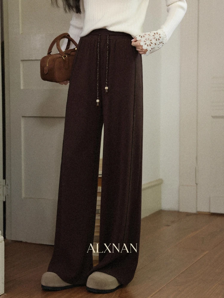 

ALXNAN Women's Pants High-waisted Drooping Sensation Straight Wide Leg Pants 2025 Autumn New Casual Trousers Female Pant L57651