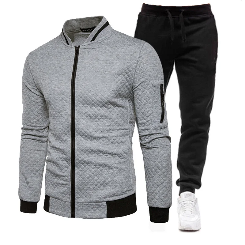 

Men's Tracksuits 2 Piece Outfits Autumn Winter Zipper Jacket+Pants Set Male Casual Streetwear Sport Suit Men Hoodie Sets