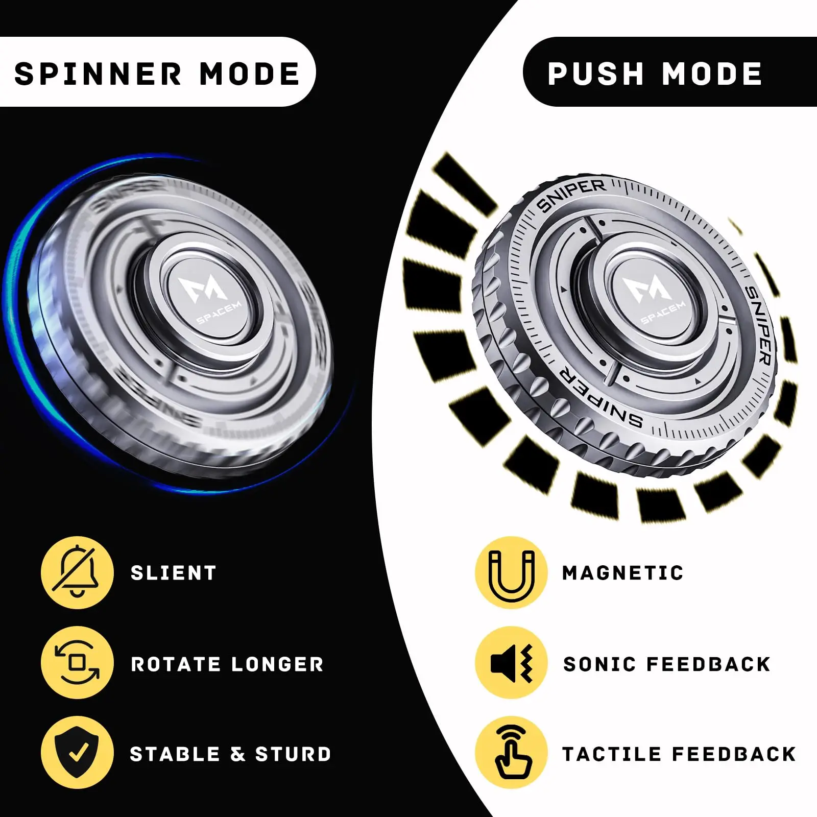 YIJOO Fidget Spinner en métal pour enfants et adultes, haute vitesse et silencieux coloré brillant, Cool Fidget Spinner, Anti-anxiété