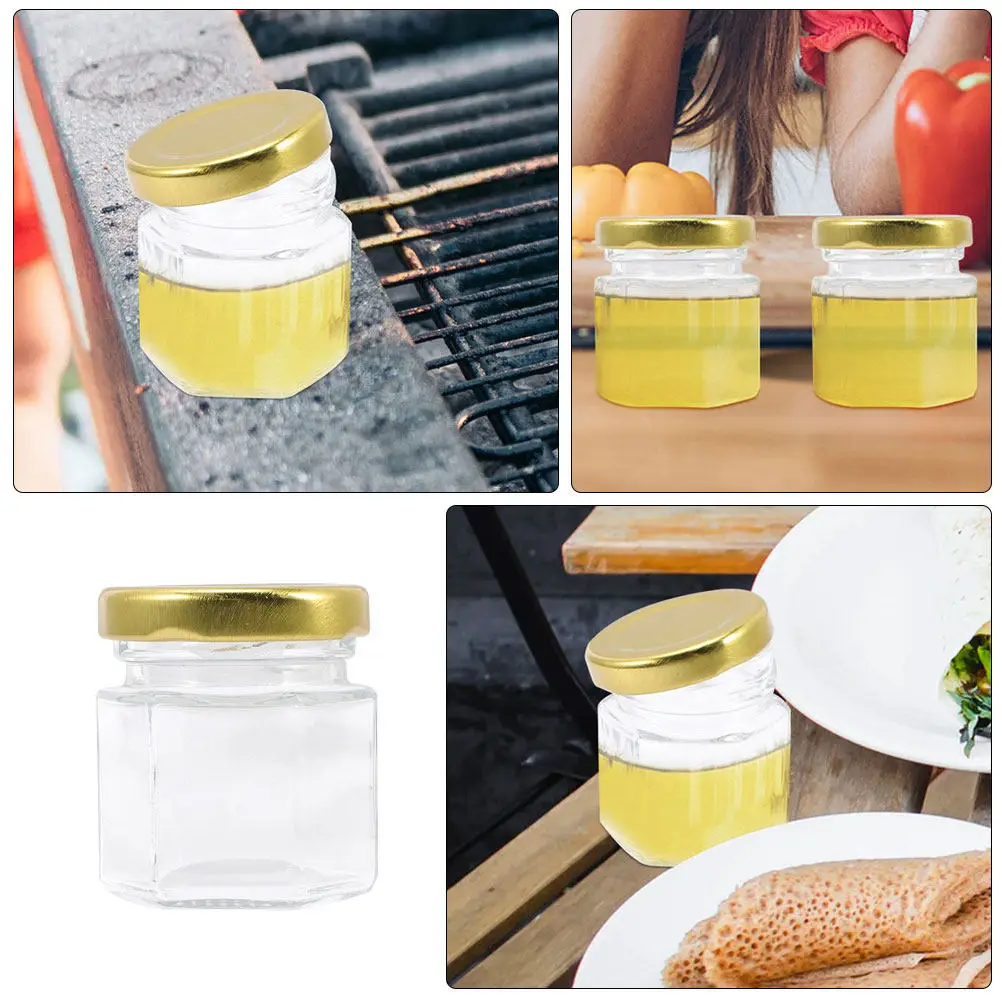 

24Pcs Hexagon Shape Sealed Honey Jars Glass Jam Containers Storage Bottles Glass Honey Pot Small Jars