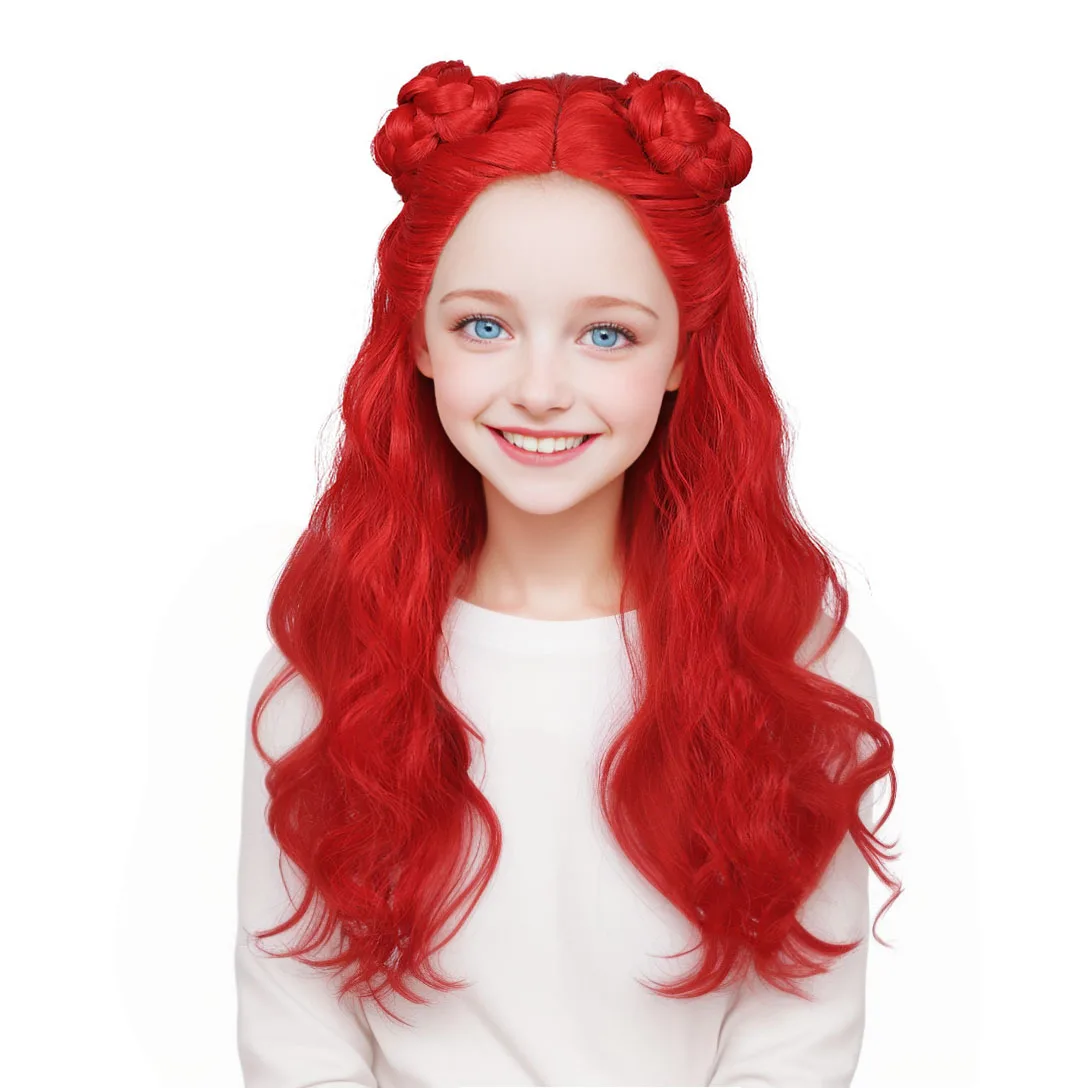 Kyo Long Curly Red Descendants 4 Cosplay Wig for Girls The Rise of Red Costume