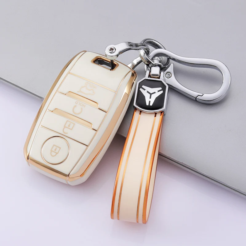 4 Buttons TPU Car Key Case Cover for KIA Rio5 Sportage Cerato Optima K2 K3 K4 K5 RIO Picanto Soul Sorento Sedona Ceed Keychain