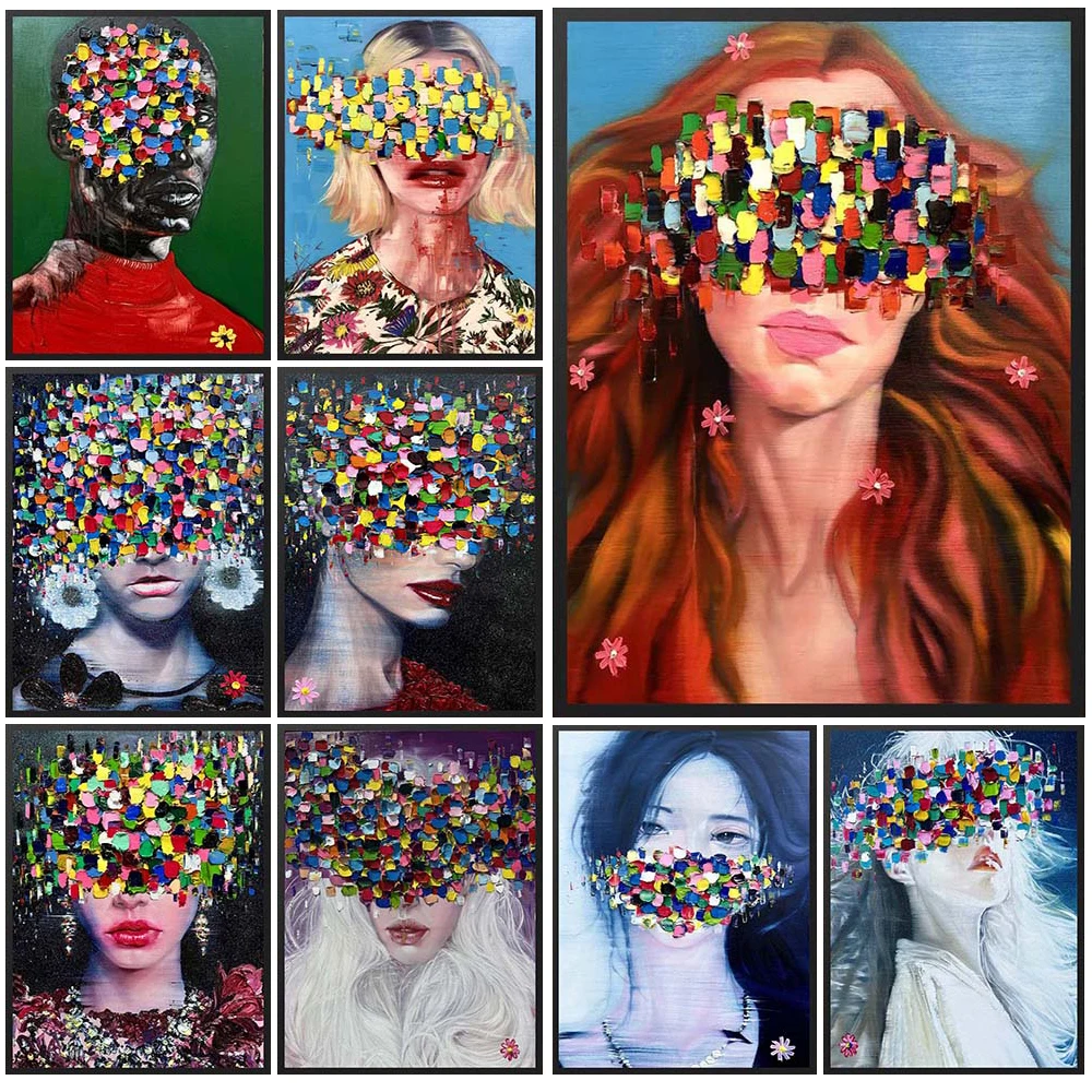 

Abstract Girl Portrait Woman Graffiti Prints Poster Wall Art Canvas Painting Home Decor Wall Pictures For Living Room Unframed