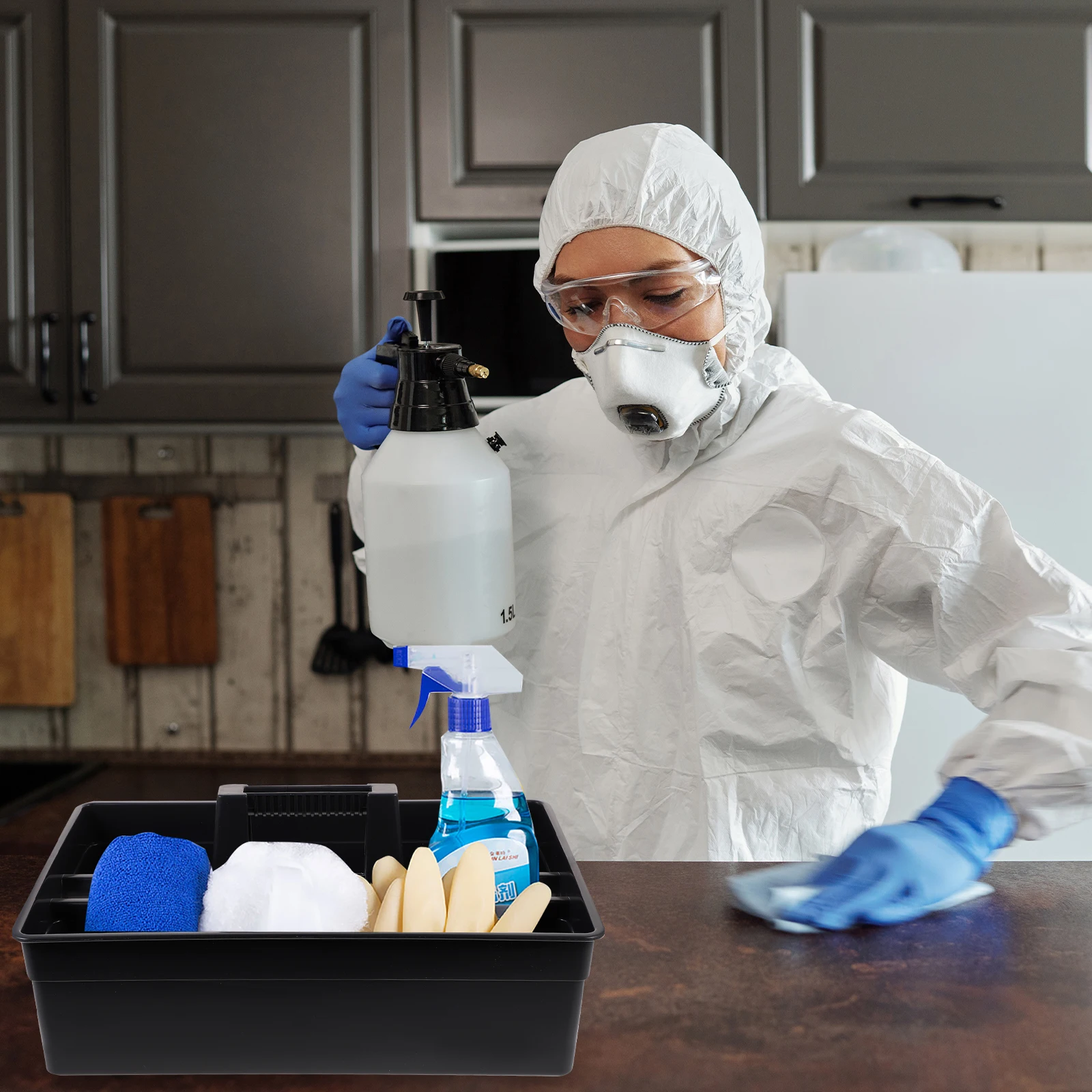 

1Pcs Cleaning Basket Professional Storage Box Multi Compartments Plastic Organizer Sundries Holder Portable Cleaning Tools