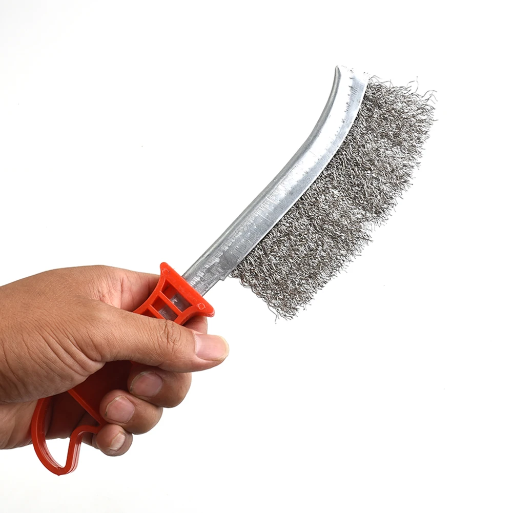 Cepillo de soldadura, limpieza de taller de alambre para costura de óxido manual, herramientas de acero inoxidable, eliminación de rojo + plata, práctico y útil