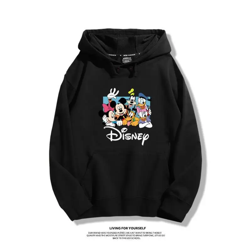 เสื้อฮู้ดดี้ดิสนีย์ มิกกี้ มินนี่ แพลูโต กูฟี่ ผ้าฝ้ายฟลีซแบบสวมหัว ยูนิเซ็กซ์ ลายกราฟิก ฤดูใบไม้ร่วง ฤดูหนาว 2025 สีขาวพื้นสีขาว