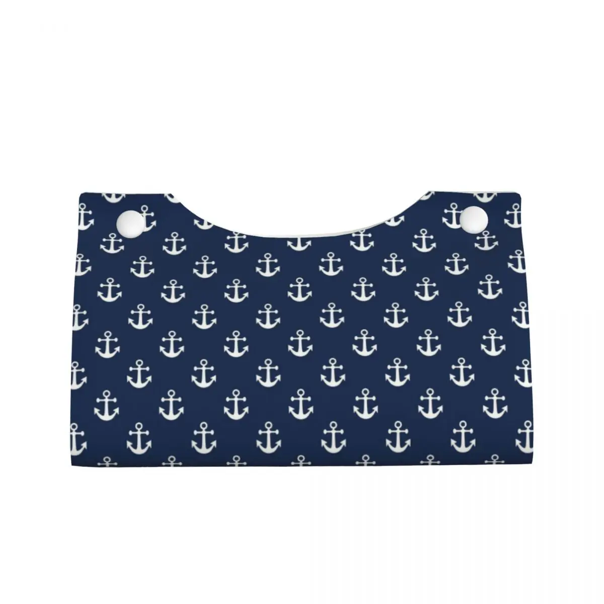 Custom Navy Blue Nautical Anchor Tissue Box Holder Rectangular PU Leather Facial Tissue Box Cover for Car Bathroom