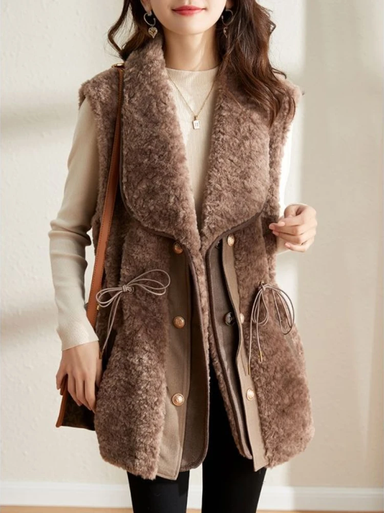 

Lamb wool vest female autumn winter 2023 new wear thick lamb wool vest