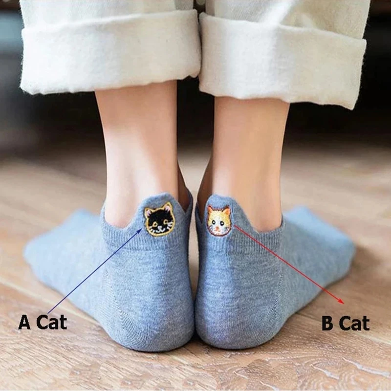 10 Pairs Pack Kawaii Socks Women Happy Ankle Funny Cartoon Embroidery Cat Harajuku Accessories Short Lot Gift Paws Claw