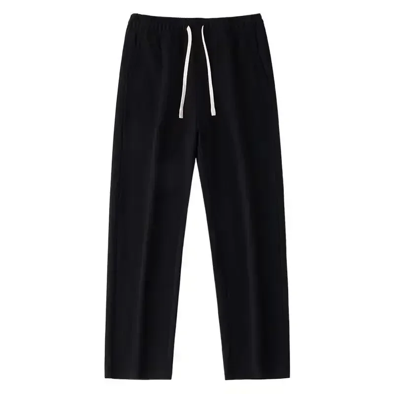 Spring Autumn Men Sweatpants Korean Fashion Sportswear Drawstring Wide Leg Straight Track Pants Male Casual Loose Trousers 5XL