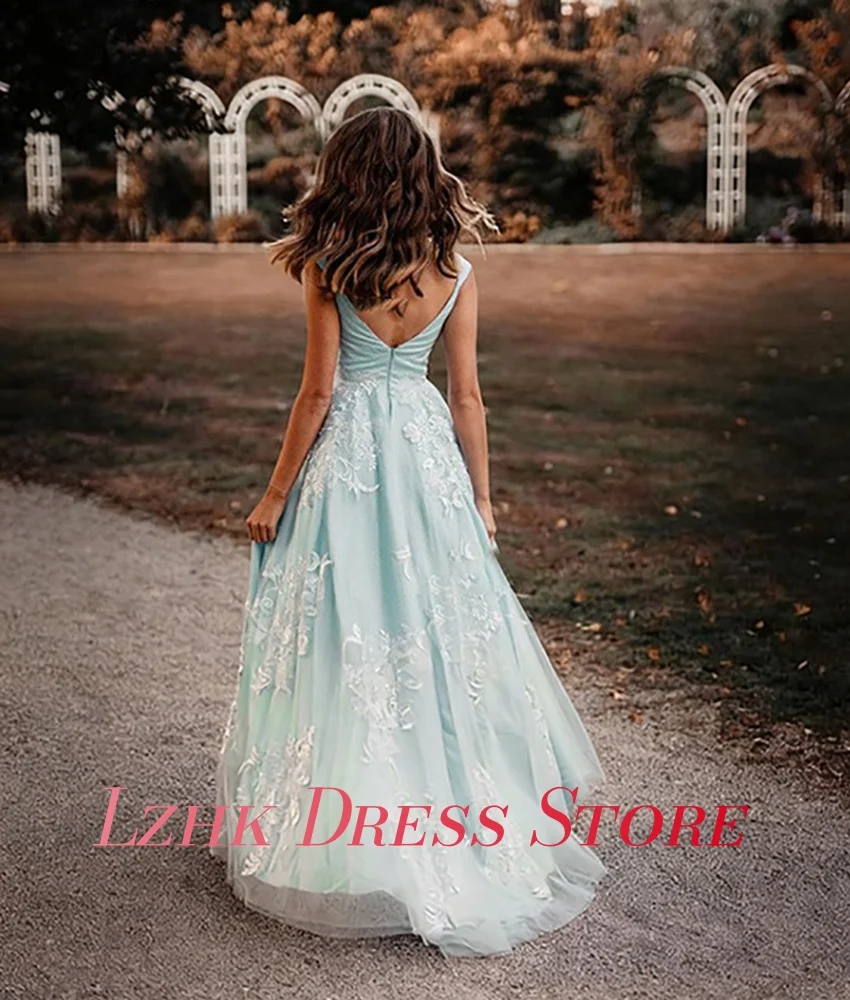 Aangepaste Temperament Organza A-lijn Spaghettibandjes Applicaties Avondjurk Delicate Sweetheart Vloerlengte Galajurken