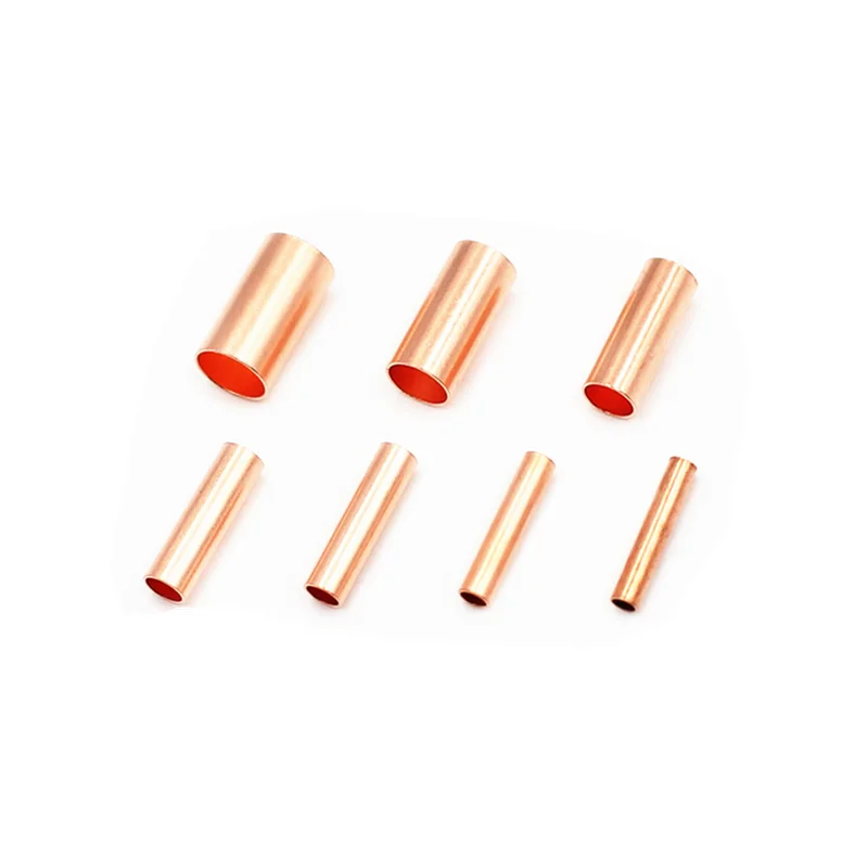 100PCS GT Copper Connecting Pipe Wire Joint Small Copper Tube Small Copper Tube Copper Connection Tube Wire Connector