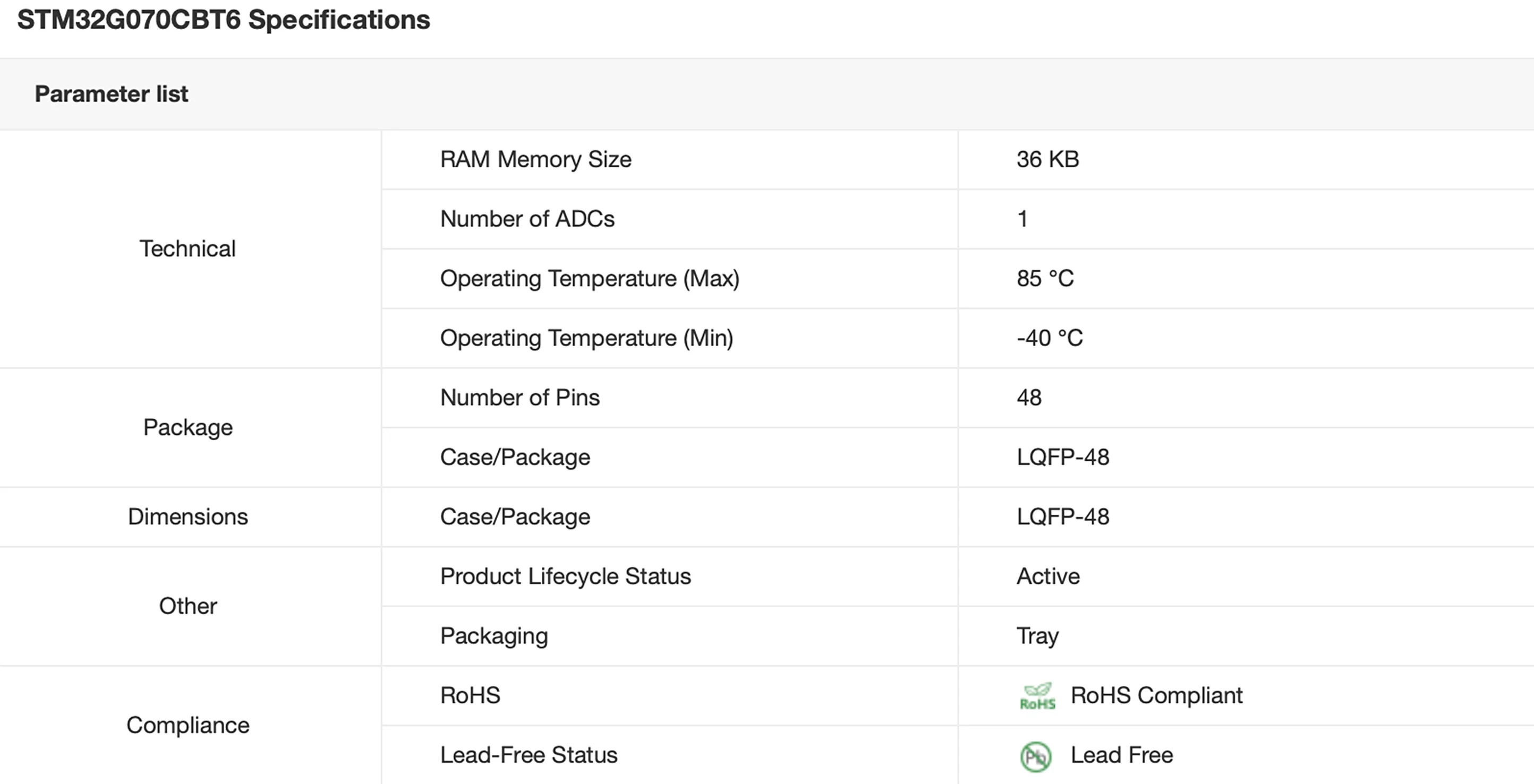 10~100Pcs/Lot New Original STM32G070CBT6 LQFP-48 STM32G ARM Cortex M0+ RISC 128KB Flash 2.5V/3.3V 32Bit Microcontrollers IC