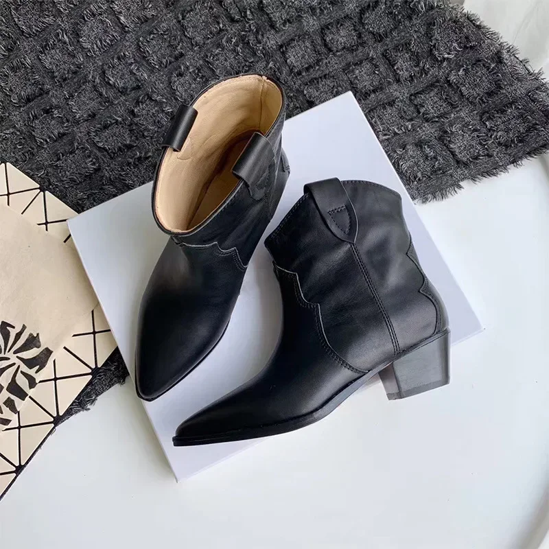 Winter Classic Chelsea Boots for Woman Cow Suede Pointy toe Wedge Heel Ankle Boots Simple Comfortable Cowboy Boots Female2024