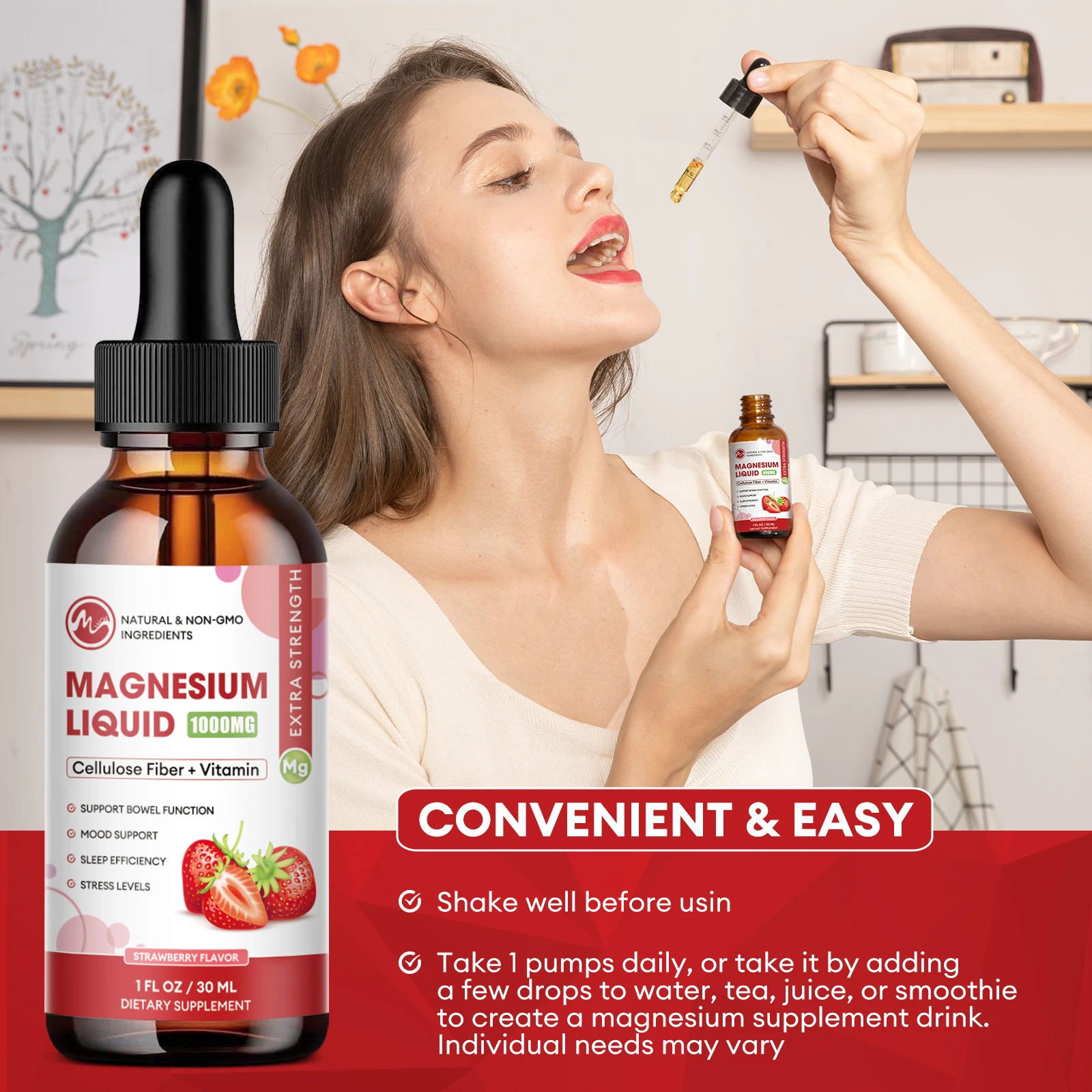 Magnesium Glycinate Liquid Drop,  Vegan Non-GMO Complex Supplement Promotes Nerv,Relaxation,Muscle,Sleep Support 30Ml