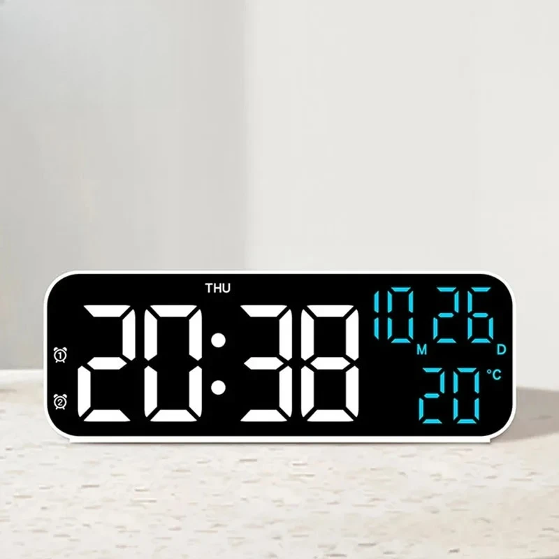Digital Alarm Clock Temperature Date Week Display Night Mode Table Clock 12/24H Desktop Electronic LED Alarm Clock