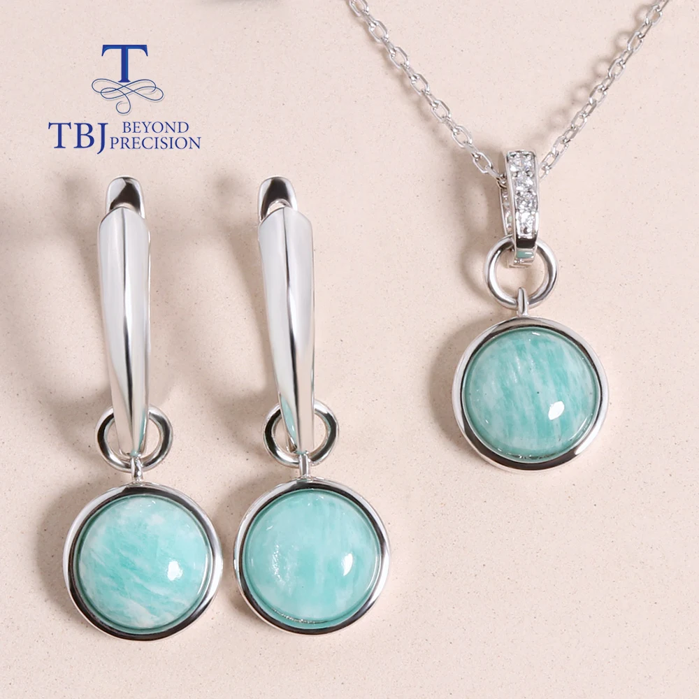 2023 new simple amazonite Jewelry set earring pendant natural gemstone fine jewelry for women wife office lady daily wear gift