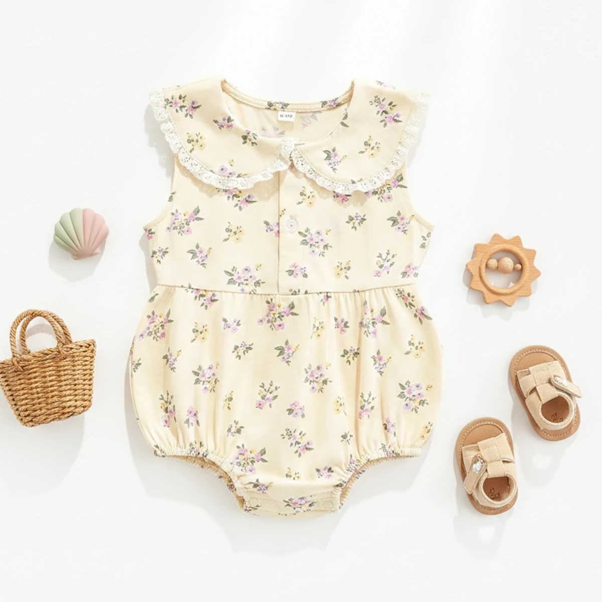Body para Bebês Meninas com Estampa de Flores, Roupas Macias e Fofas para o Verão