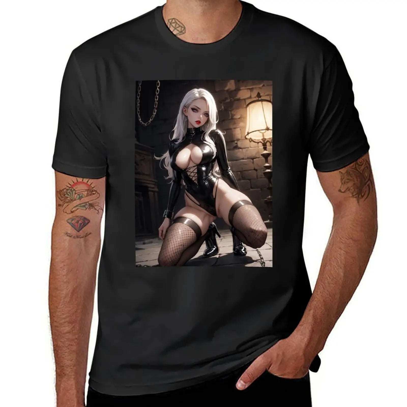 Gothic waifu-Badass Silver T-Shirt oversized tops sports fans oversized t shirt men