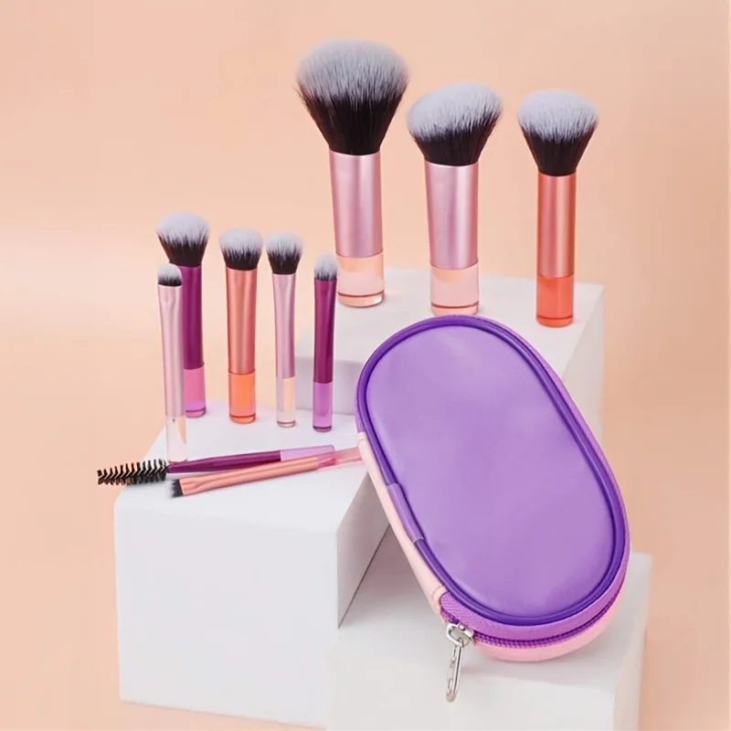 10Pcs Professional Makeup Brush Set, Classic Multi-Functional Face & Eye Brushes for Foundation, Blush, Contour, Eyeshadow, Soft