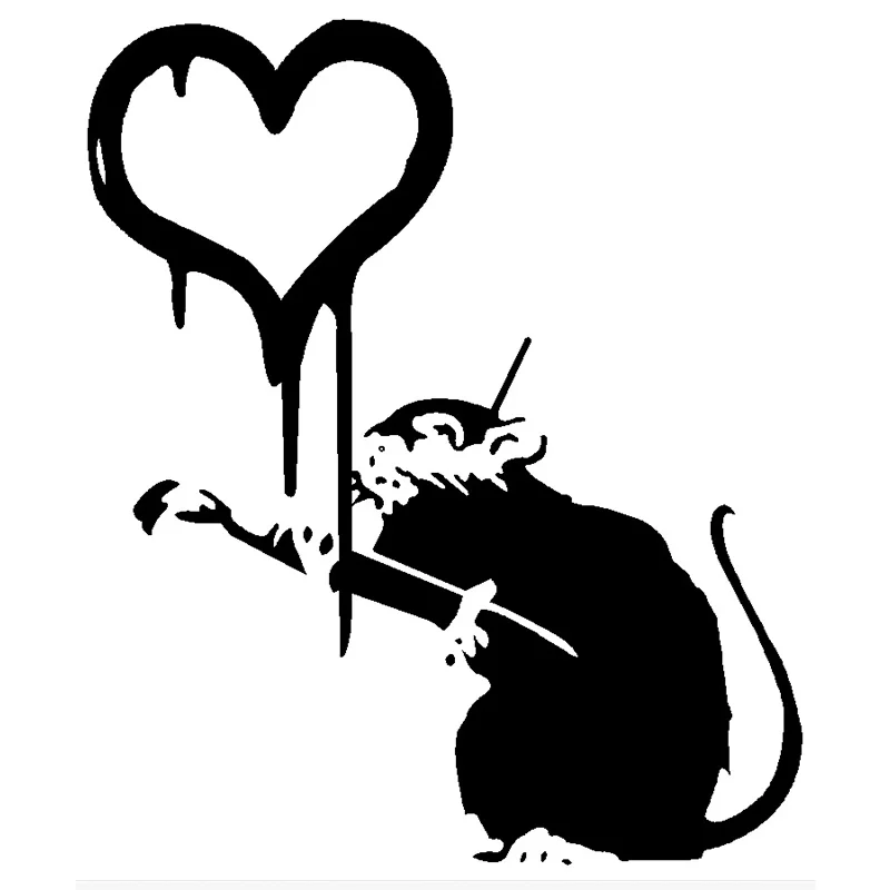 Banksy Graffiti Love Rat Wall Decal - Wall Stickers Home Decor - Banks Mouse Graffiti Wall Art Decoration