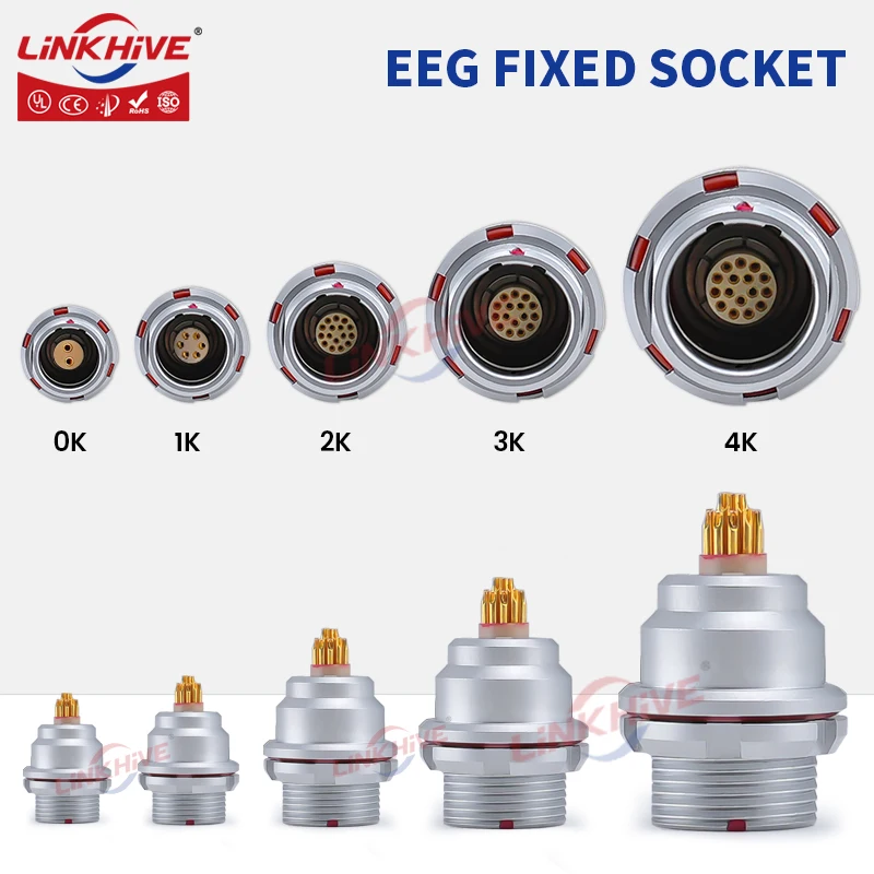 Compatible with LEMO EEG Socket/Receptacle 0K 1K 2K 3K 2 3 4 5 6 7 8 9 10 12 14 16 18 20 22 24 26 30 32 Pin Push Pull Connector