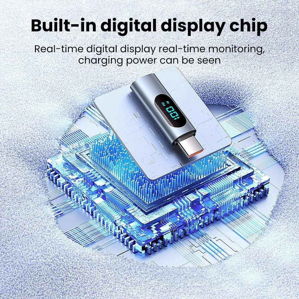 PD100W Fast Charging Type C OTG Adapter Digital Display USB C Male to Type C Female Converter For iPhone 15 Xiaomi OTG Connector