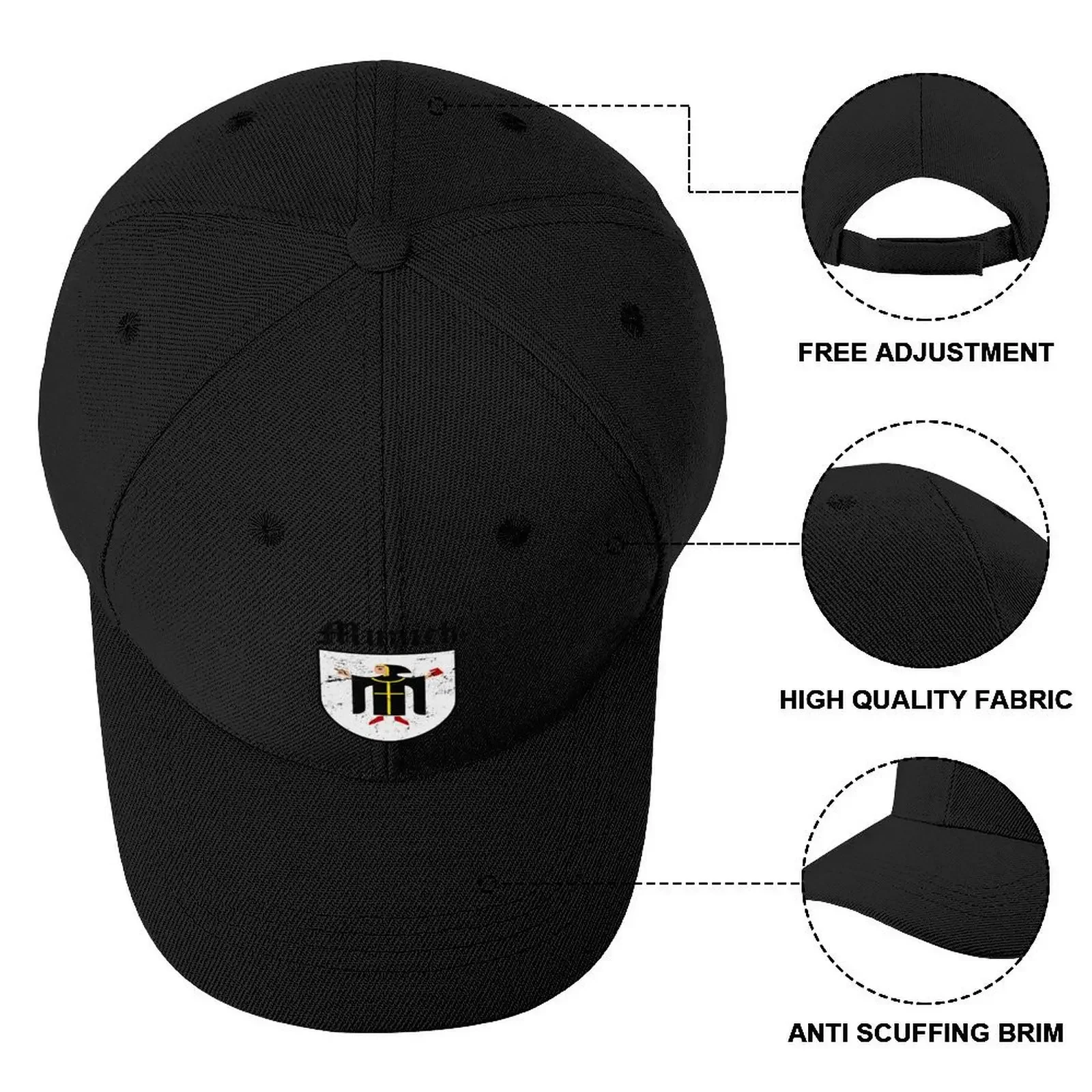 Munich Wappen Baseball Cap Rugby Sports Cap black Hats For Men Women's