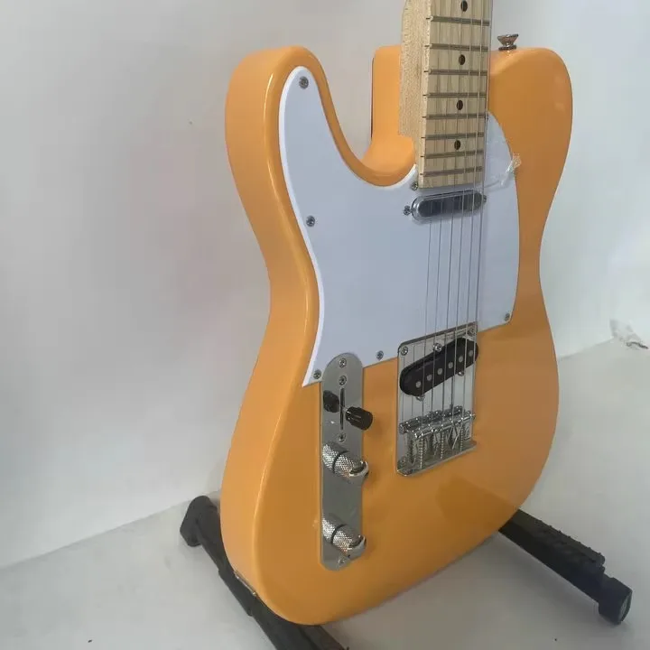 A111 Quincy Original 6 String Electric Guitar Yellow Color Body Left Hand TL Guitar with Damags Speical Sales Authorised