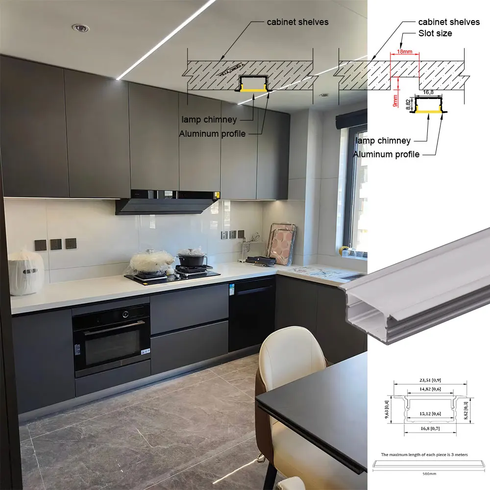 15 * 10 mm 0,5 m Aluminiowy profil taśmy LED Przynieś eleganckie efekty świetlne do szafek Szafy Szafki na wino Regały na książki