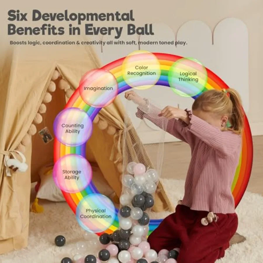 Ball Pit Balls 100 bolas de colores neutros 5,5 cm bolas de plástico suaves sin BPA para parque infantil de bebé y casa de rebote a prueba de golpes a