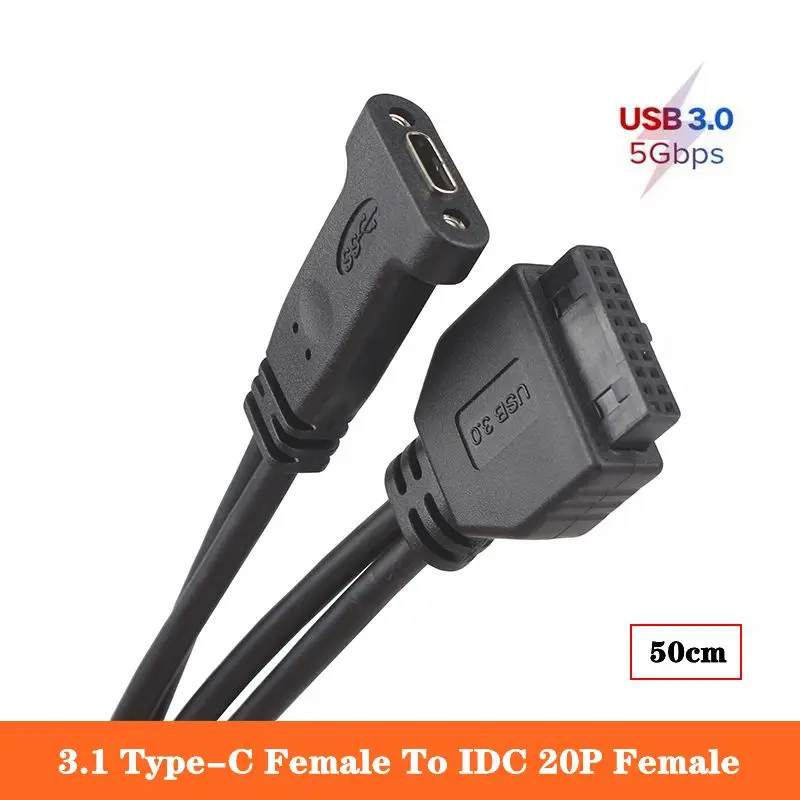 3.1 Type-C Female Head to IDC 20Pin Female Computer Host Rear Box Cover PCI Screw Chassis Expansion Fixed Wire