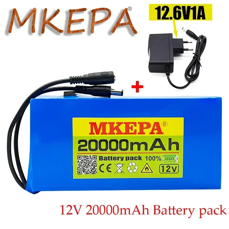 

100% New Portable 12v 20000mAh Lithium-ion Battery pack DC 12.6V 20Ah battery With EU Plug+12.6V1A charger
