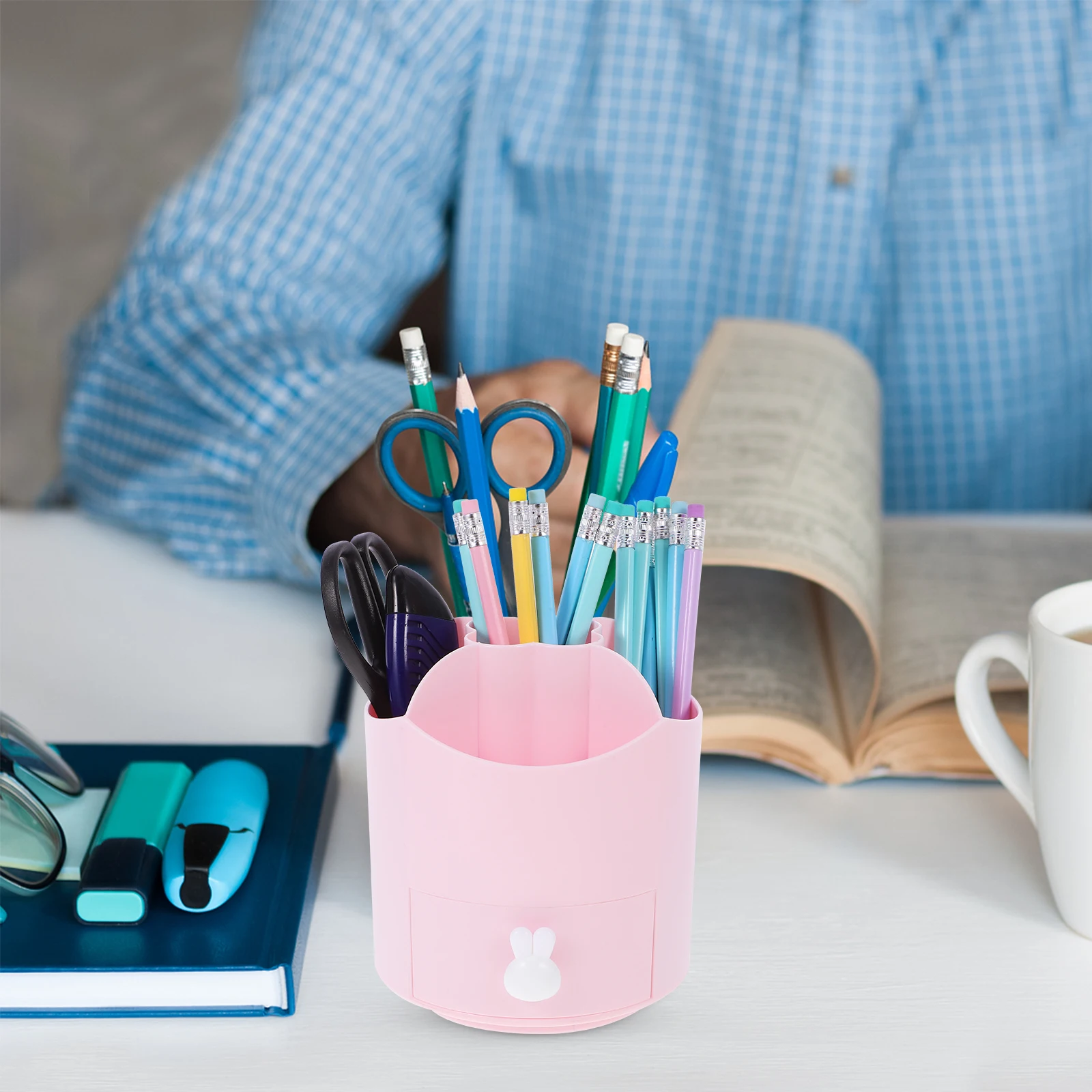 

360-Degree Rotating Pen Holder Desktop Brush Organizer Tabletop Stationery Storage