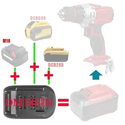Adaptador convertidor de batería DM18EIN para DeWalt, batería de iones de litio de 18V y 20V, herramienta de litio Einhell para herramientas eléctricas Einhell