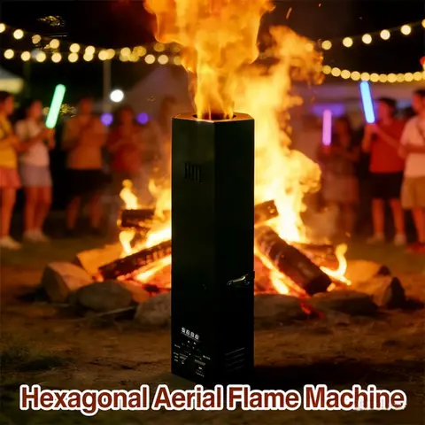 DMX512 5 Channel 300W Hexagonal Flame Machine 3M Fire Column hight Professional Stage Atmosphere Equipment for Club & Party