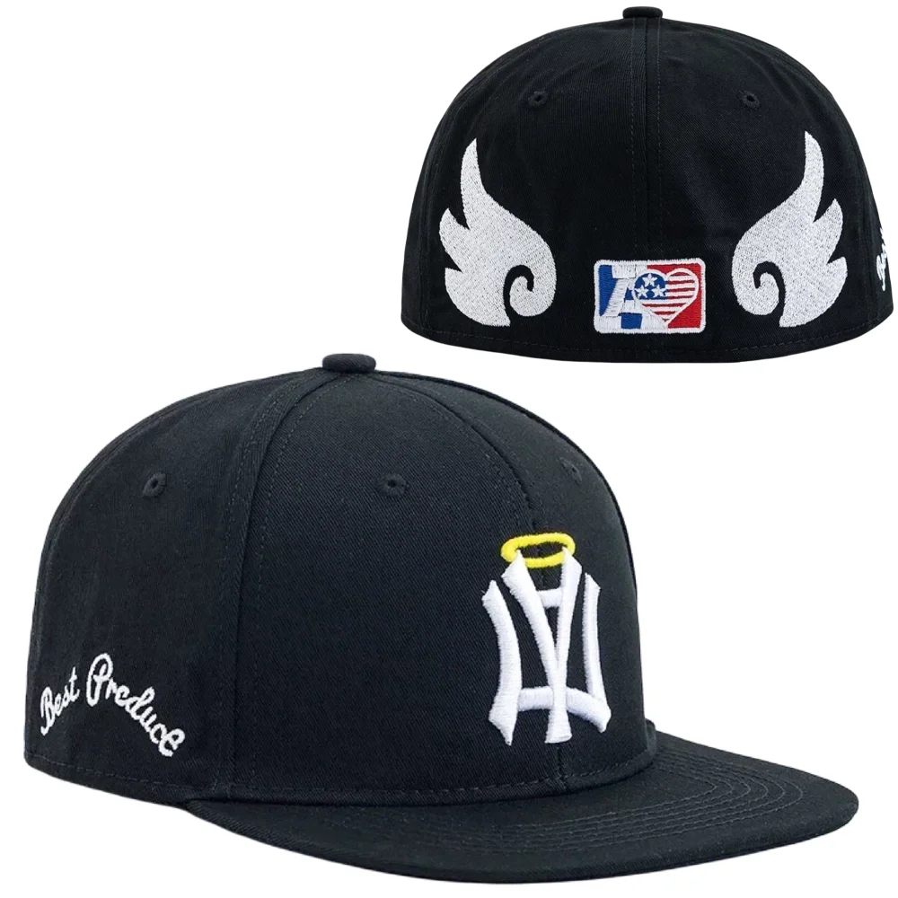 Hot Sale Unisex Fitted Flat Bill Cap Snapback Hat NA Letter Wing Embroidery Cap For Men Women Casual Outdoor Trend Baseball Cap