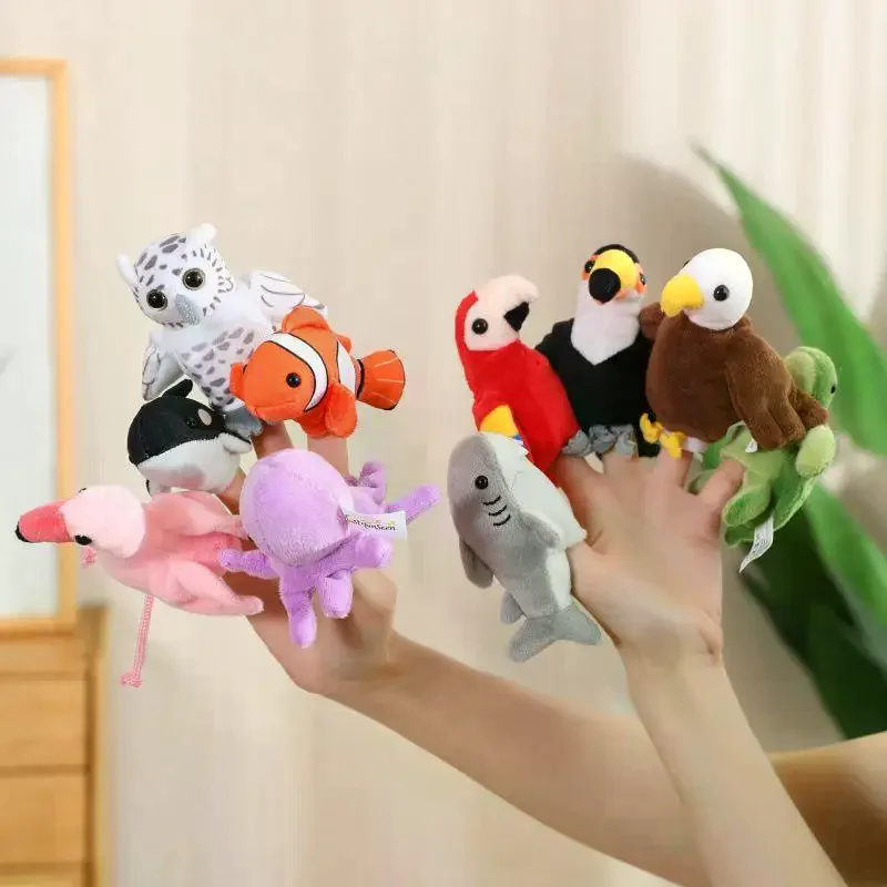 Baby Peacock Owl Bird Finger Puppet Storytelling Parrot Finger Kawaii Simulation Animal Hand Puppet Gift